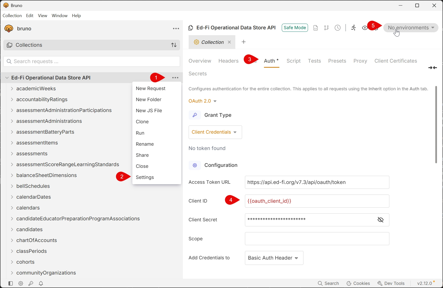 Viewing the authorization setup