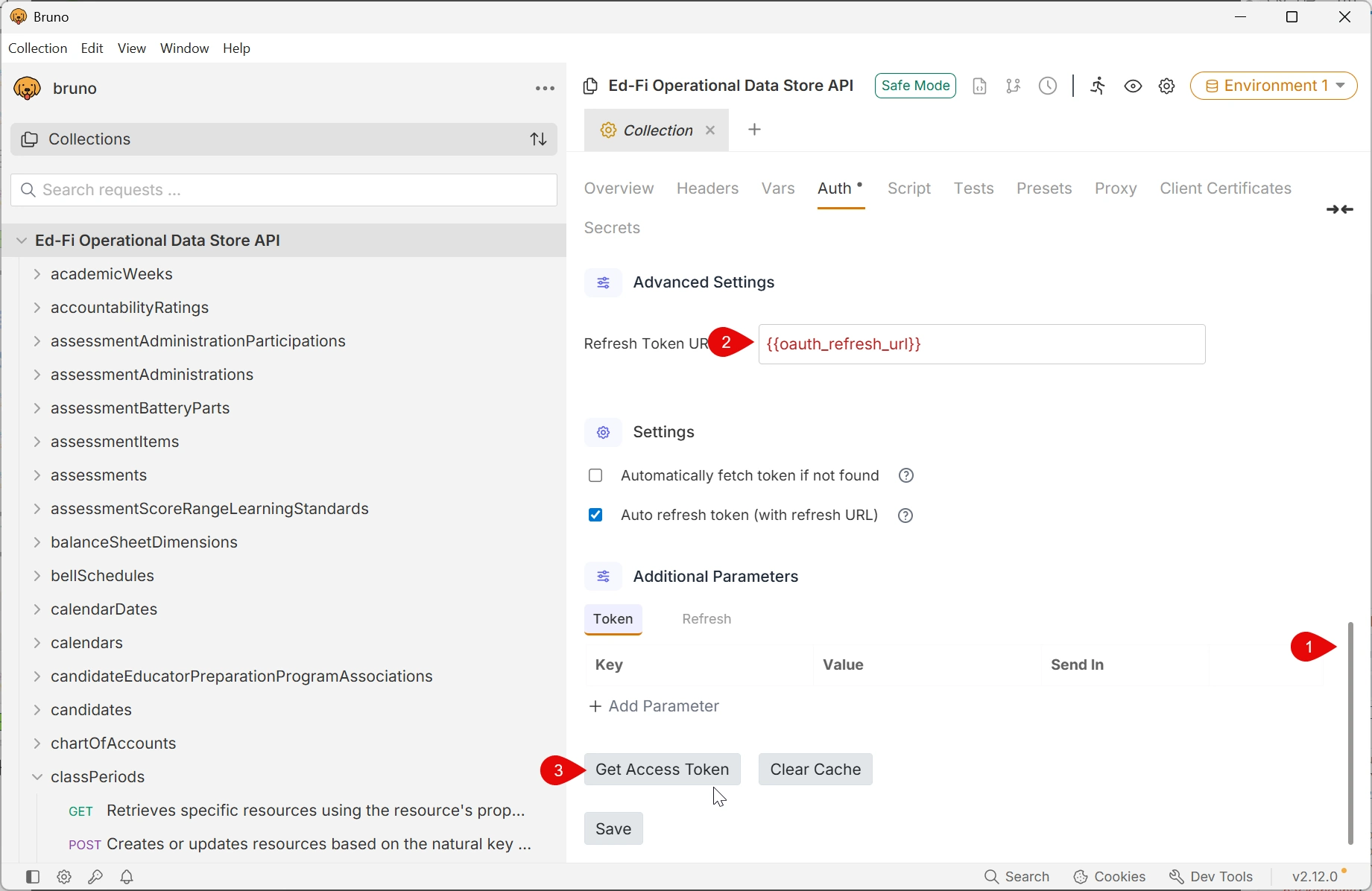 Get access token button