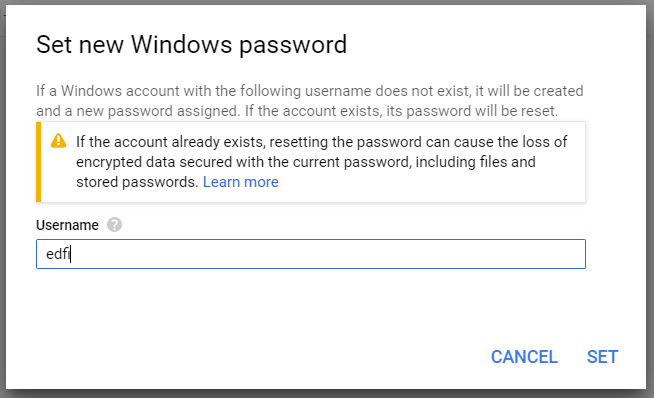 VM Confirm set new password