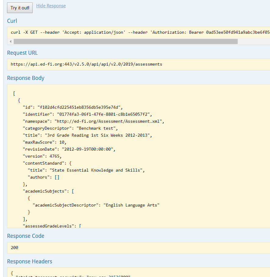 Assessment Query Screenshot
