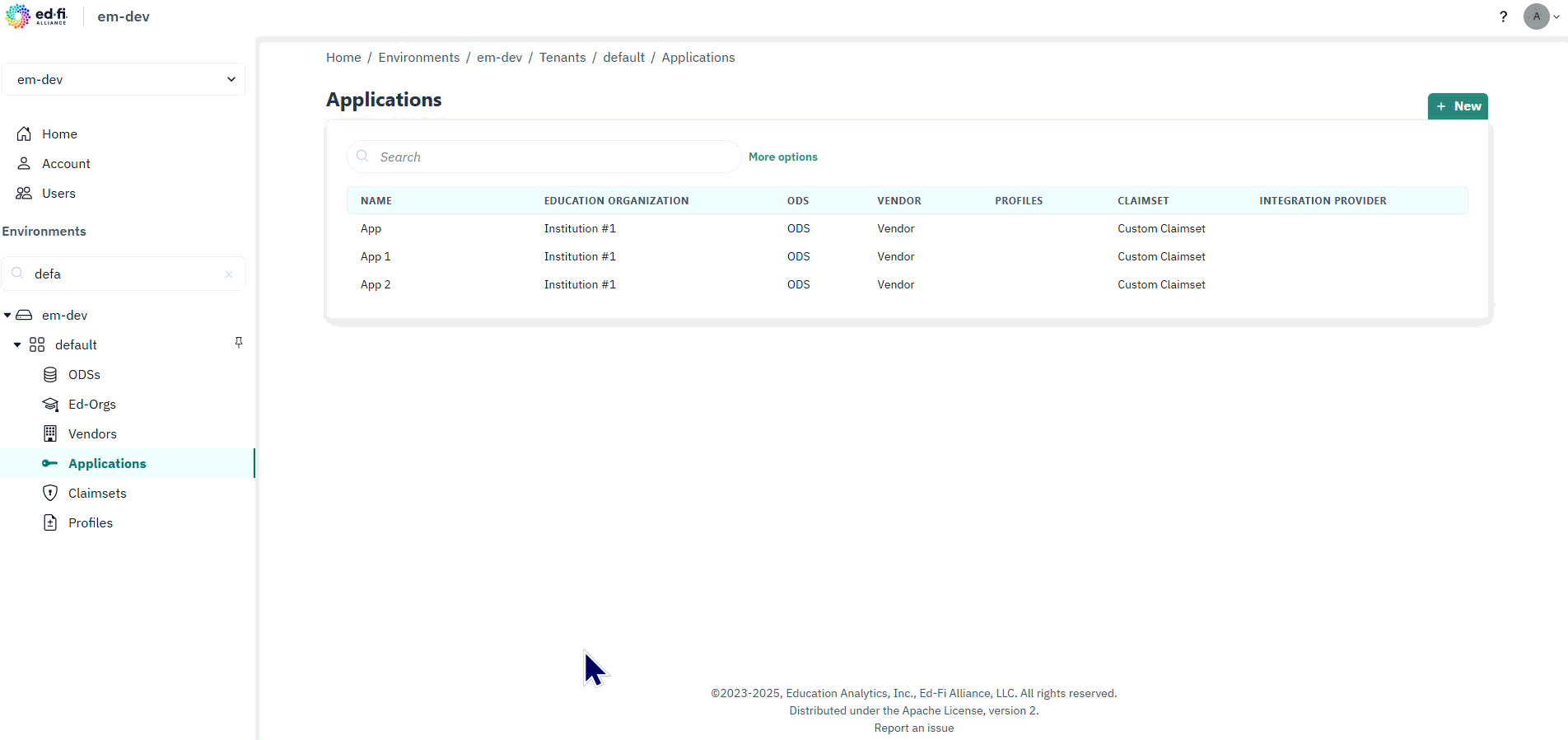 Admin App Manage Application