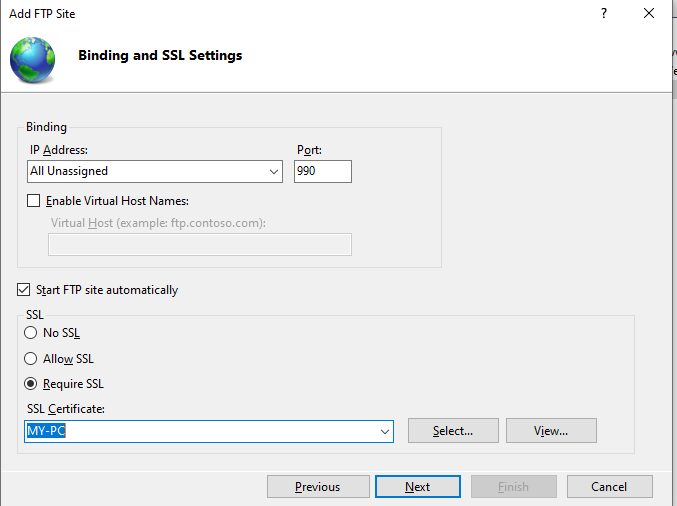 Binding SSL