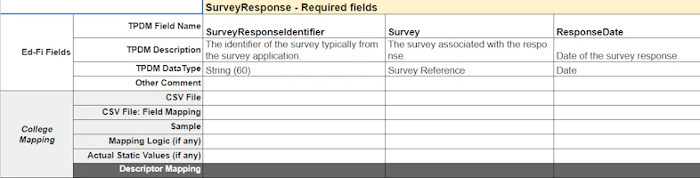 Survey Response workbook