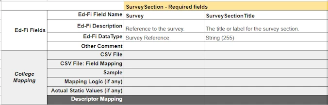 Survey Section workbook