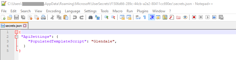 Secret.json example